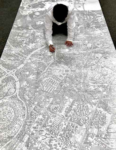 紙とペンだけを使った卒業制作が狂気的緻密さで話題に “空想都市