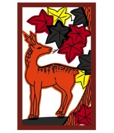 10月札「鹿に紅葉」