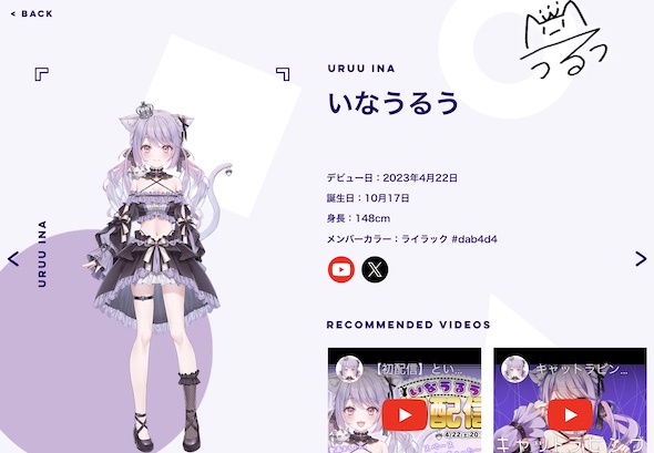 ななしいんく VTuber いなうるう