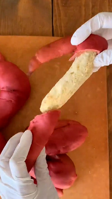 リアルなかにぱん・脚の身を取るところ