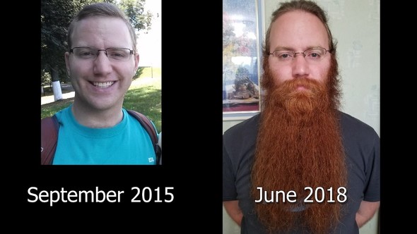 2015年9月から2018年6月まで伸ばしつ続けた夫のひげ