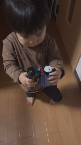 おもちゃの説明をするわーちゃん