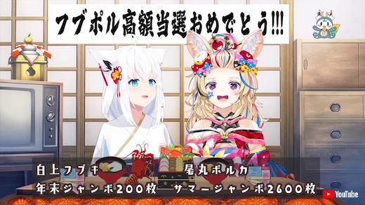 白上フブキ 尾丸ポルカ 宝くじ サマージャンボ 年末ジャンボ