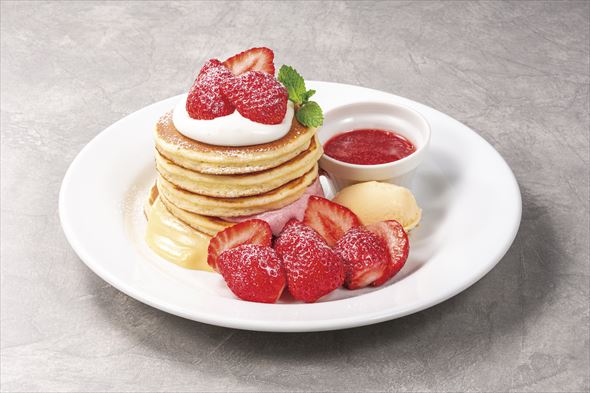 あまおうのバターミルクパンケーキ5枚〜ハニーベリーソース