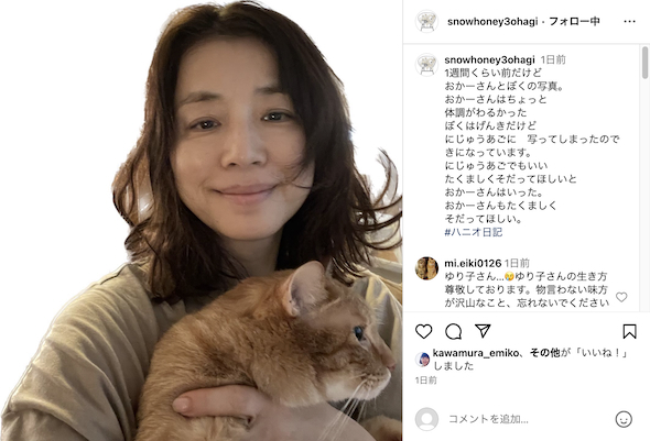 愛猫を抱く石田ゆり子