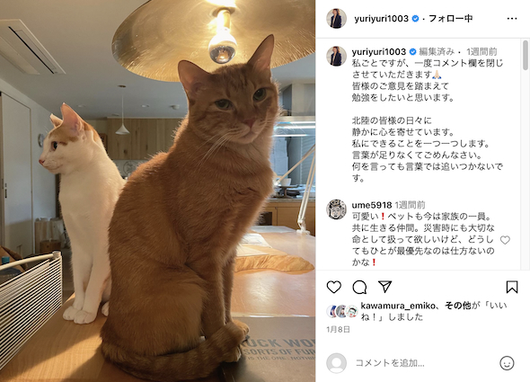 コメント欄を閉じる石田ゆり子