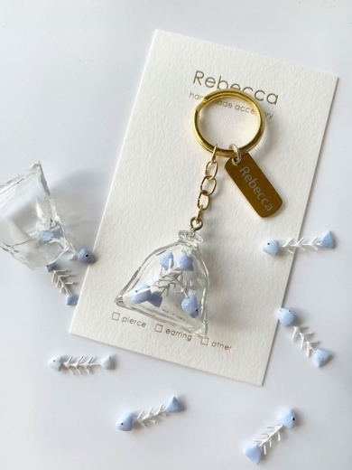 魚の骨を集めた生ごみモチーフのキーリング