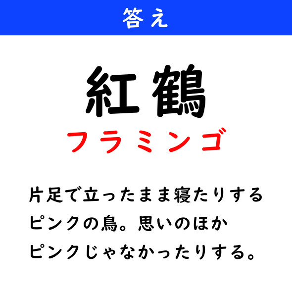 漢字クイズ　難読漢字　紅鶴