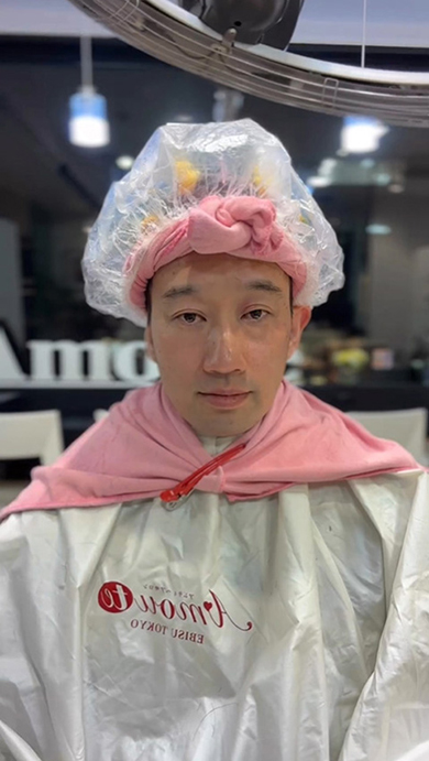 初めてのパーマ！（施術中）