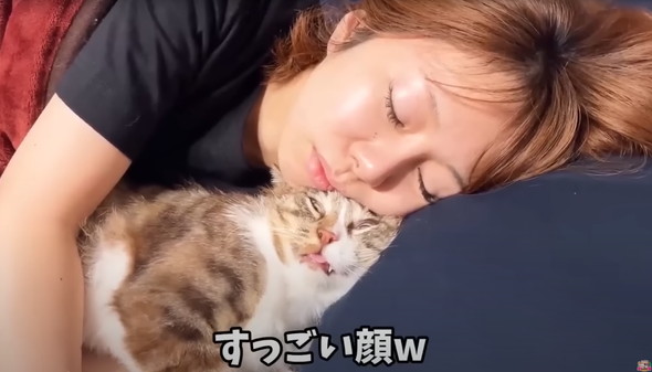 動物に起こされるお姉さん