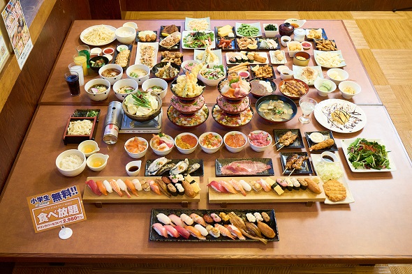 すしめん処大京　食べ放題　タワー丼