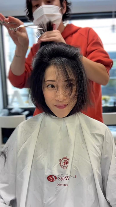 38歳女性が美容院で大変身・途中経過