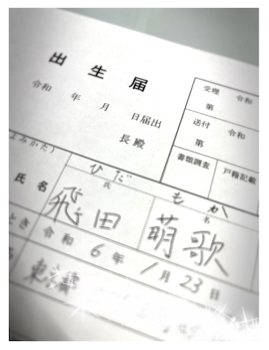 東貴博・次女の出生届