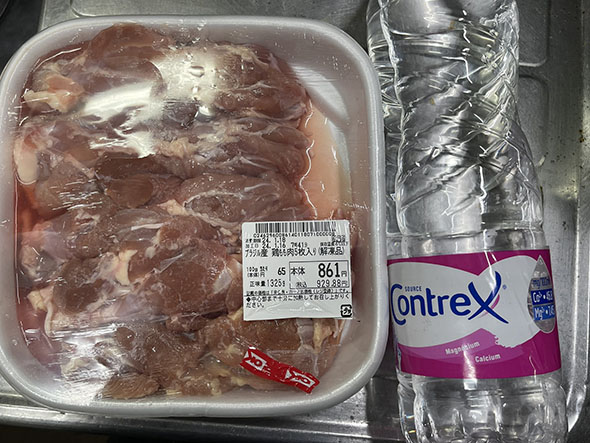 鶏肉とコントレックス