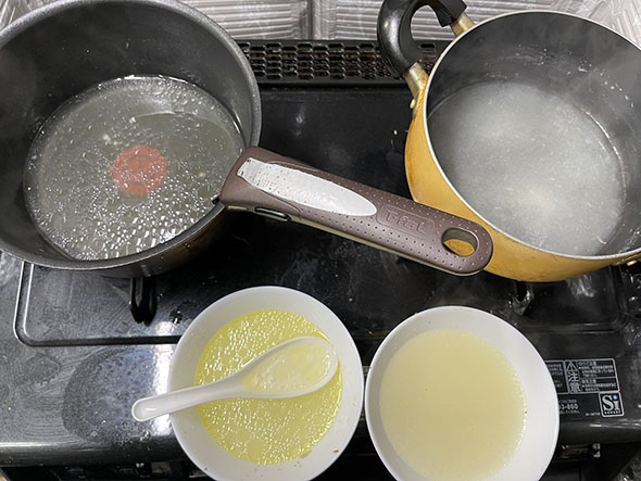 鶏スープ・水道水とコントレックスの比較