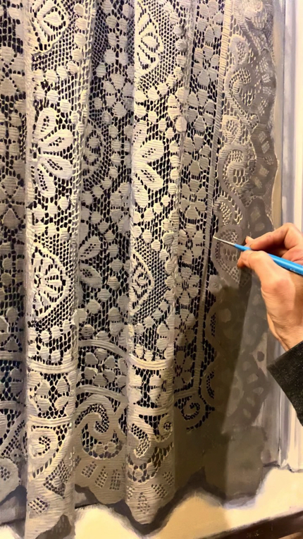 本物のレースのような油絵