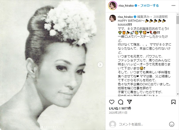 平子理沙の母親のモデル時代