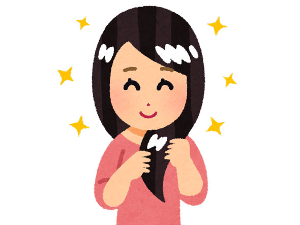 ツヤツヤの髪の女性のイラスト