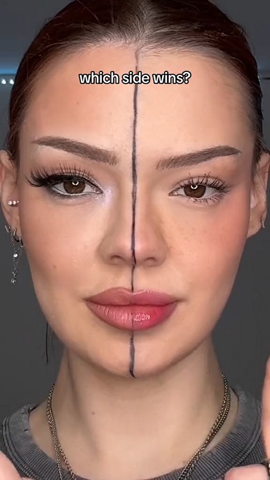 半顔メイクで2014年と2024年の方法を比較