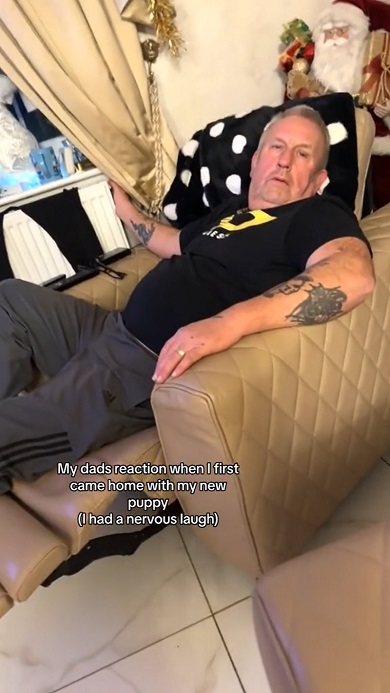 娘が連れてきた子犬にデレデレなパパ