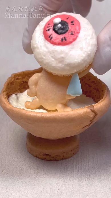マカロンで作る目玉おやじの製作過程