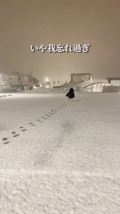 雪原の中を歩く1歳の男の子