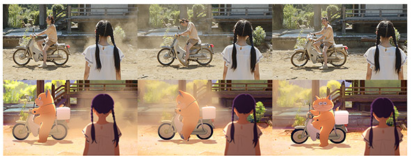 実写とロトスコープの比較画像