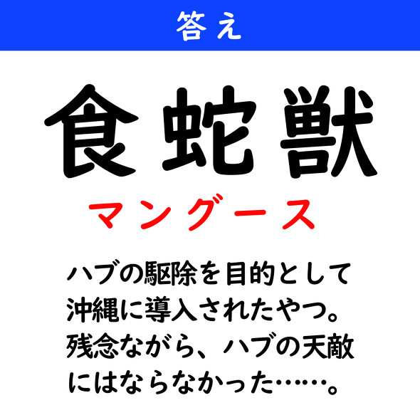 漢字クイズ　難読漢字　食蛇獣