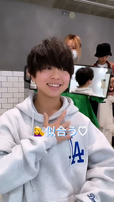 メンズカットに挑戦するお客さん（施術後）