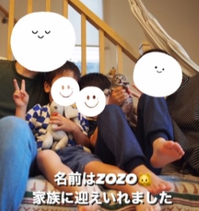 猫と触れ合う家族