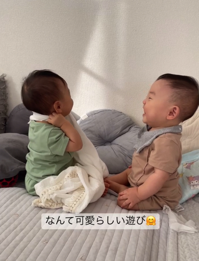 双子の赤ちゃんにほっこり癒やされる光景なのでした