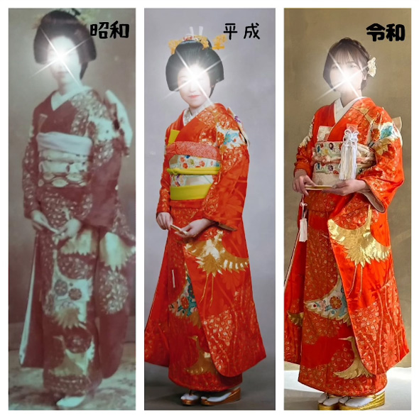3世代 花嫁衣装 着物 ネイル お嫁 昭和 平成 令和 和装 前撮り
