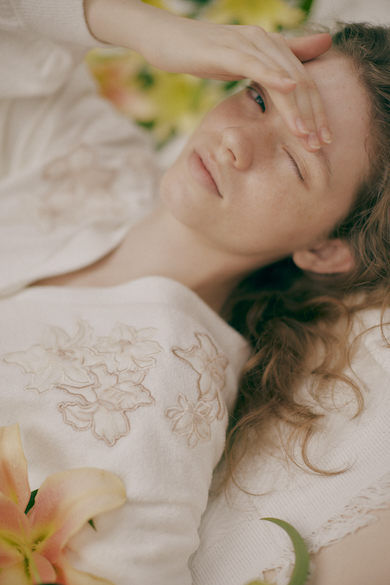 【ミュシャ】フラワー刺繍カーディガン