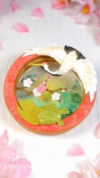 「松竹梅鶴亀文」アイシングクッキーのメイキング5