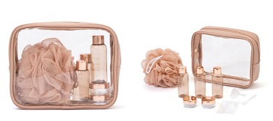 Francfrancが販売している「ポーチ付き  詰め替えボトルセット ピンク」