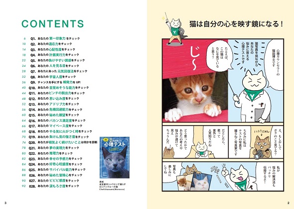 猫の写真から自分の内面が分かる『猫田博士の心理テスト』の目次