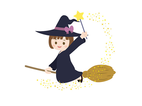 空飛ぶ魔女のイラスト