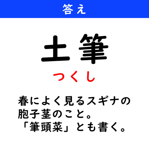 漢字クイズ　難読漢字　土筆