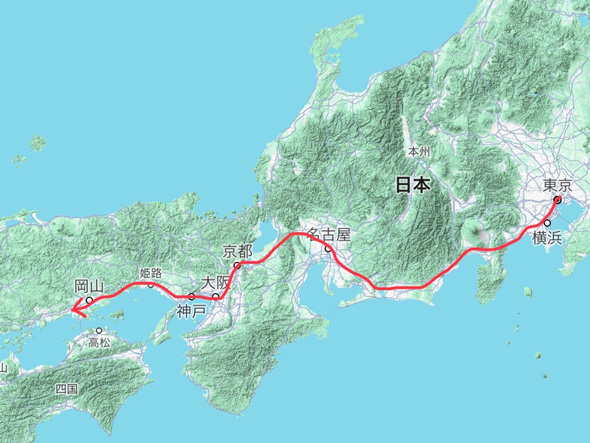 北海道 広大 函館 稚内 東京 岡山 距離 比較 地図