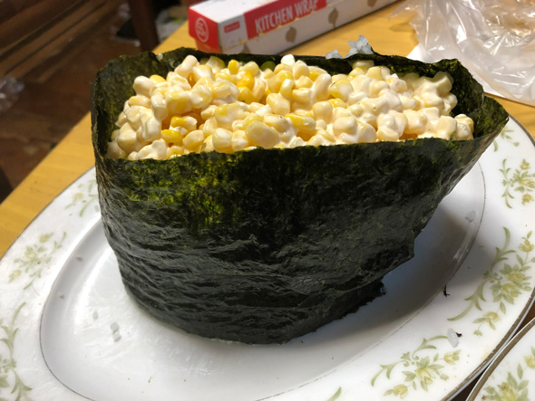 米3合 マヨ コーン軍艦 戦艦 自炊 作って食べた