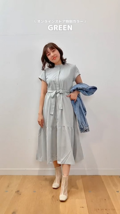 GU 新作 ワンピース 春服 全色 着てみた バンドカラーシャツワンピース 半袖