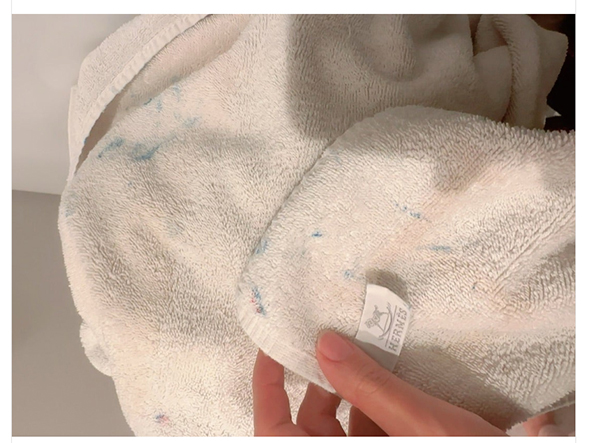 エルメスのタオルが悲惨な状態に……