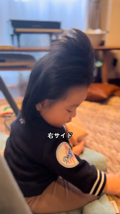 多毛赤ちゃんの寝癖