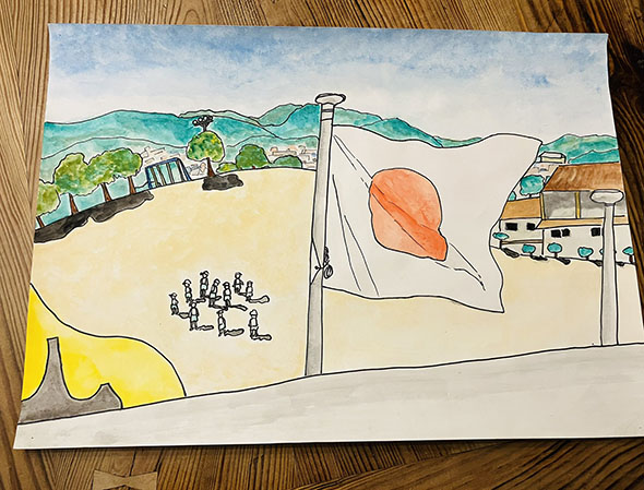 娘さんが描いた学校の風景