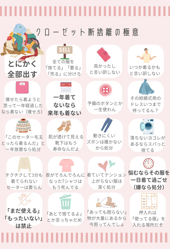 服の断捨離 まとめ 極意 コツ ヒント