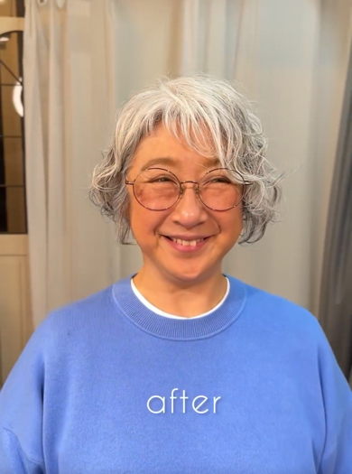 白髪が魅力的になる似合わせカットのアフター