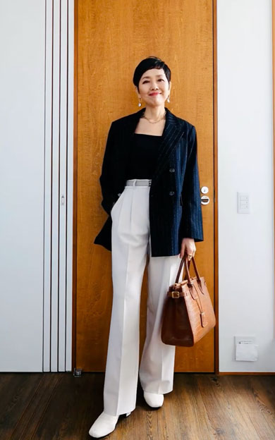 GUタックワイドパンツコーデ