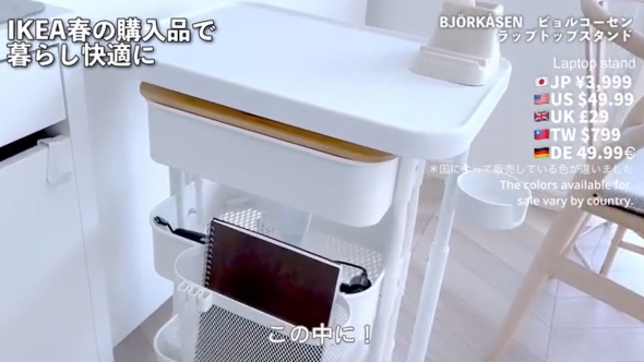 テーブルの下に収納したワゴン