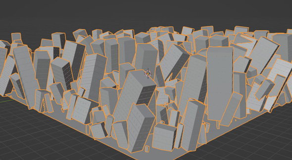 ビル群 3Dモデル 生成 失敗 ビル 雑草 草むら Blender 画像
