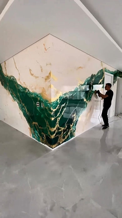 塗装職人が壁を大理石に・全景